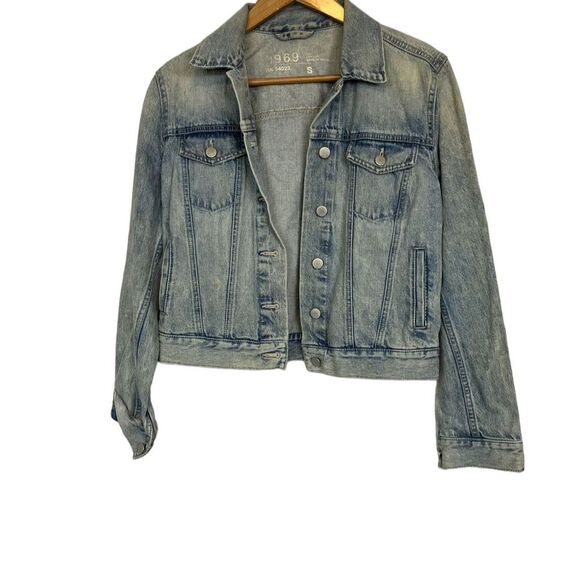 Gap Blue Denim Jacket Unisex Adults Small Cotton Button Basic Outerwear - Picture 2 of 6
